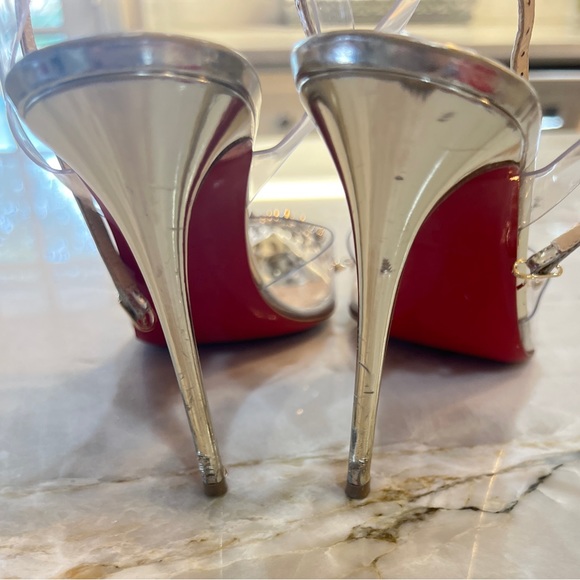 Christian Louboutin SPIKOO 100 light gold & transparent stilettos - Picture 3 of 12